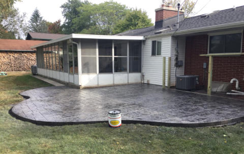 Porch Concrete Slab Colored and Stamped Cement